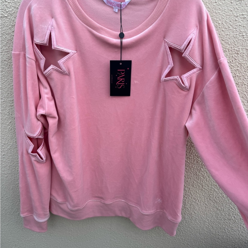 Paris Hilton Pink Star Cutout Sweatshirt